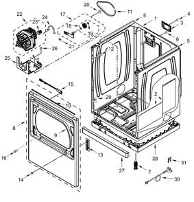 Cabinet Parts Diagram and Parts List for YWED7120HC4  Whirlpool Dryer