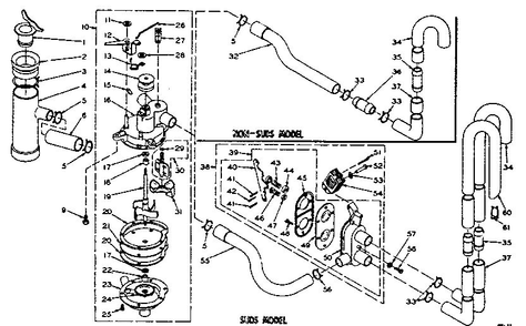 Water System Diagram and Parts List for 1106114510  Kenmore Washer