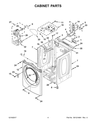 Cabinet Parts Diagram and Parts List for WED85HEFC2  Whirlpool Dryer