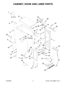 02 - Cabinet, Door And Liner Parts Diagram and Parts List for JUIFN15HX02  Whirlpool Ice Maker