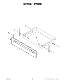 05 - Drawer Parts Diagram and Parts List for YWEE515S0LB3  Whirlpool Range