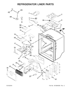 Refrigerator Liner Parts Diagram and Parts List for WRX988SIBW01  Whirlpool Refrigerator