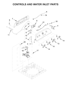 Controls And Water Inlet Parts Diagram and Parts List for WTW4815EW1  Whirlpool Washer