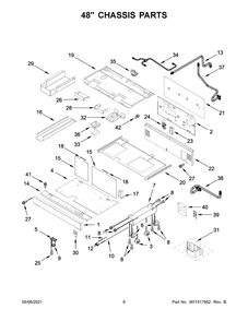 48 Inch Chassis Parts Diagram and Parts List for KFGC558JBK02  Whirlpool Range
