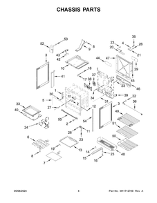 Chassis Parts Diagram and Parts List for YKSEG700ESS7  KitchenAid Range
