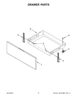 Drawer Parts Diagram and Parts List for YWEE510S0FV1  Whirlpool Range
