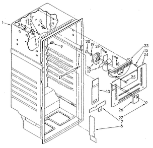 Liner Diagram and Parts List for ET16JKYSM01  Whirlpool Refrigerator