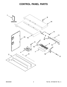 Control Panel Parts Diagram and Parts List for WOC54EC7HB04  Whirlpool Microwave Oven Combo