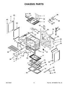 Chassis Parts Diagram and Parts List for WFG550S0HB2  Whirlpool Range