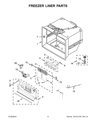 Freezer Liner Parts Diagram and Parts List for WRF954CIHZ01  Whirlpool Refrigerator
