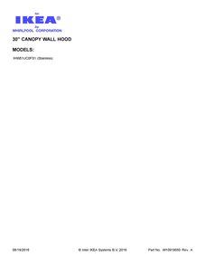 Cover Sheet Diagram and Parts List for IHW51UC0FS1  Whirlpool Range Hood