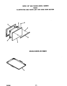 Oven Door Diagram and Parts List for F4007W0  Roper Range