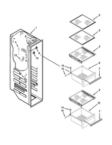 Freezer Liner Parts Diagram and Parts List for KSF26C6XYY05  KitchenAid Refrigerator