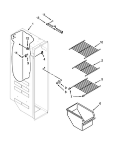 Freezer Liner Parts Diagram and Parts List for 5WRS25FDBF02  Whirlpool Refrigerator