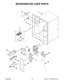 Refrigerator Liner Parts Diagram and Parts List for WRF555SDHB10  Whirlpool Refrigerator