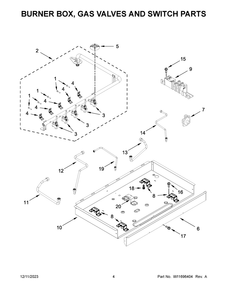 Part Location Diagram of W11703402 Whirlpool BURNER BOX-FRONT PANEL,36-INCH