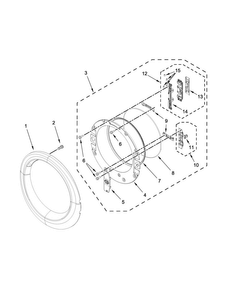 Door Parts Diagram and Parts List for 7MWGD75HEFW0  Whirlpool Dryer