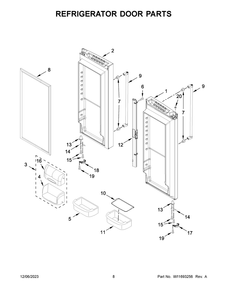 Refrigerator Door Parts Diagram and Parts List for KRFC300EBS09  KitchenAid Refrigerator