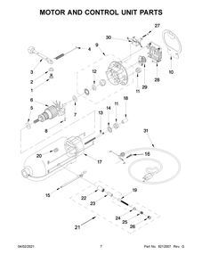 Motor And Control Unit Parts Diagram and Parts List for 5KSM150PSAMH0  Whirlpool Mixer