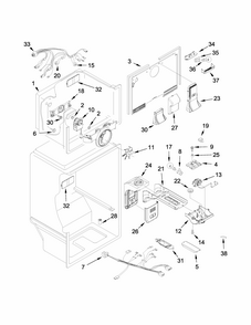 Liner Parts Diagram and Parts List for GARF19XXYK01  Whirlpool Refrigerator