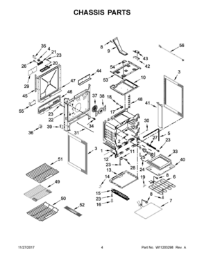 03 - CHASSIS PARTS Diagram and Parts List for YKSDB900ESS2  Whirlpool Range