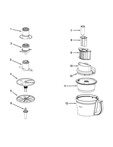 Attachment Parts Diagram and Parts List for 5KFP0925BOB0  KitchenAid Food Processor