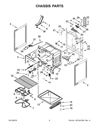 Chassis Parts Diagram and Parts List for WFE510S0HB0  Whirlpool Range