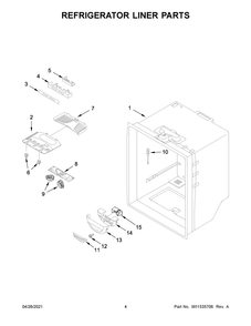 Refrigerator Liner Parts Diagram and Parts List for ABB1921BRB03  Whirlpool Refrigerator
