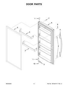 Door Parts Diagram and Parts List for WZF56R16DW07  Whirlpool Freezer