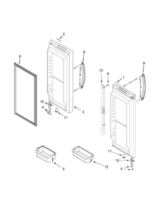 Refrigerator Door Parts Diagram and Parts List for WRF540CWBW01  Whirlpool Refrigerator