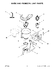 Base And Pedestal Unit Parts Diagram and Parts List for 5KSM195PSABE0  KitchenAid Mixer