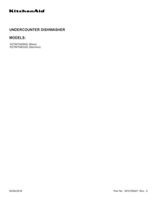 Cover Sheet Diagram and Parts List for KDTM704ESS0  KitchenAid Dishwasher