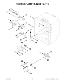 03 - Refrigerator Liner Parts Diagram and Parts List for WRFC2036RB00  Whirlpool Refrigerator