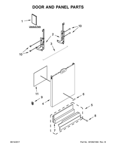 Door And Panel Parts Diagram and Parts List for WDF545PAFM0  Whirlpool Dishwasher