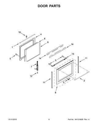Door Parts Diagram and Parts List for YWEEA25H0HN0  Whirlpool Range