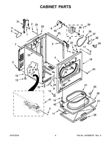 Cabinet Parts Diagram and Parts List for 7MWGD1860EM0  Whirlpool Dryer