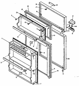 Door Parts Diagram and Parts List for 106T12DSL1  Kenmore Refrigerator
