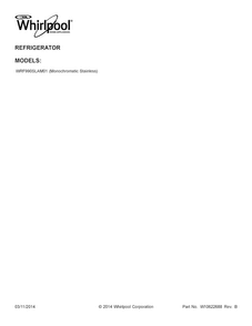 Cover Sheet Diagram and Parts List for WRF990SLAM01  Whirlpool Refrigerator