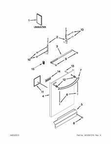 Door And Panel Parts Diagram and Parts List for 66513272K116  Kenmore Dishwasher