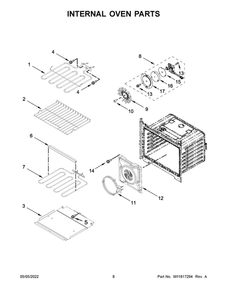 Internal Oven Parts Diagram and Parts List for WOS72EC0HS20  Whirlpool Wall Oven