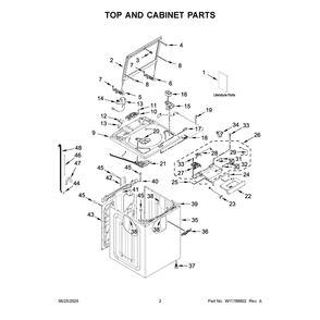 Top And Cabinet Parts Diagram and Parts List for WTW8127LC3  Whirlpool Washer