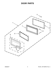 03 - Door Parts Diagram and Parts List for YKMHS120EB3  KitchenAid Microwave Oven Combo