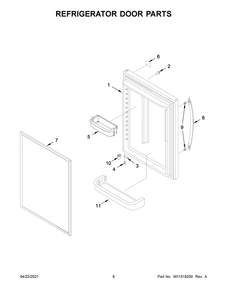 Refrigerator Door Parts Diagram and Parts List for WRB322DMBW03  Whirlpool Refrigerator