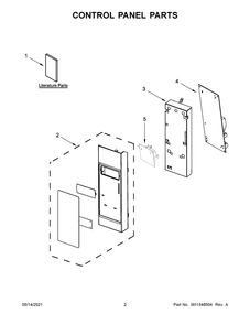 Control Panel Parts Diagram and Parts List for WMH53521HB06  Whirlpool Microwave