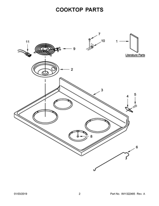Cooktop Parts Diagram and Parts List for WFC315S0HW0  Whirlpool Range