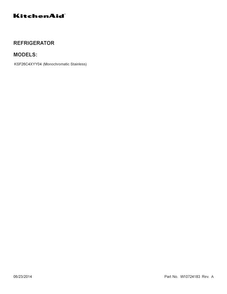 Cover Sheet Diagram and Parts List for KSF26C4XYY04  KitchenAid Refrigerator