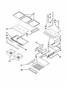 Shelf Parts Diagram and Parts List for 596379243017  Kenmore Refrigerator