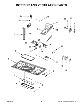 04 - INTERIOR AND VENTILATION PARTS Diagram and Parts List for YMMV4206FW2  Whirlpool Microwave