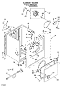 CABINET PARTS Diagram and Parts List for YREX5634PQ0  Roper Dryer
