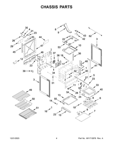 Chassis Parts Diagram and Parts List for KSDG950ESS7  KitchenAid Range